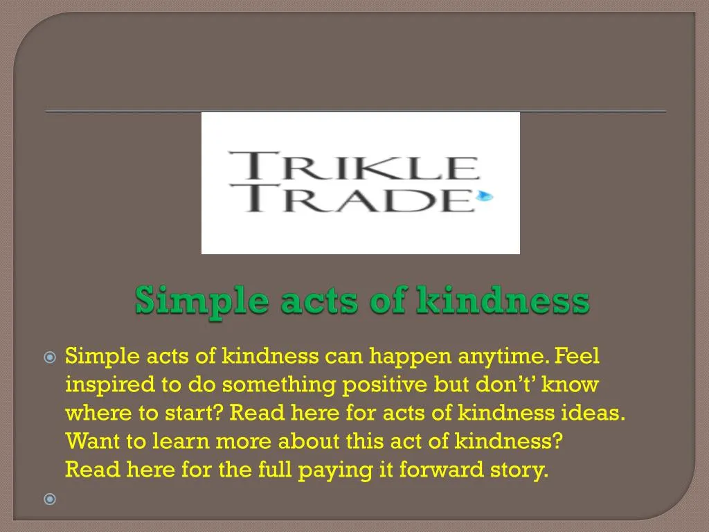 simple acts of kindness