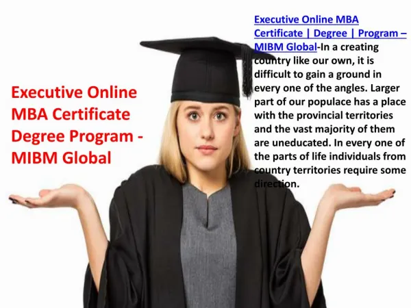 Executive Online MBA Certificate Degree Program in India