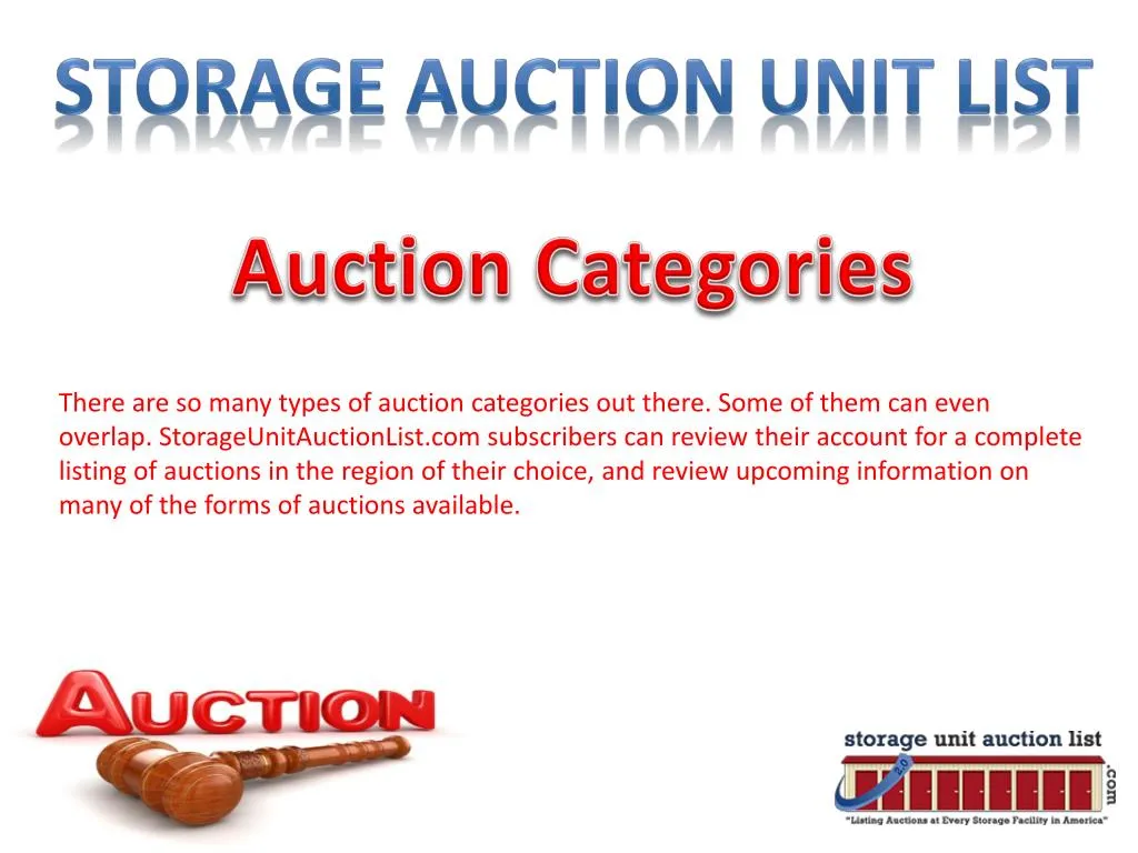 storage auction unit list
