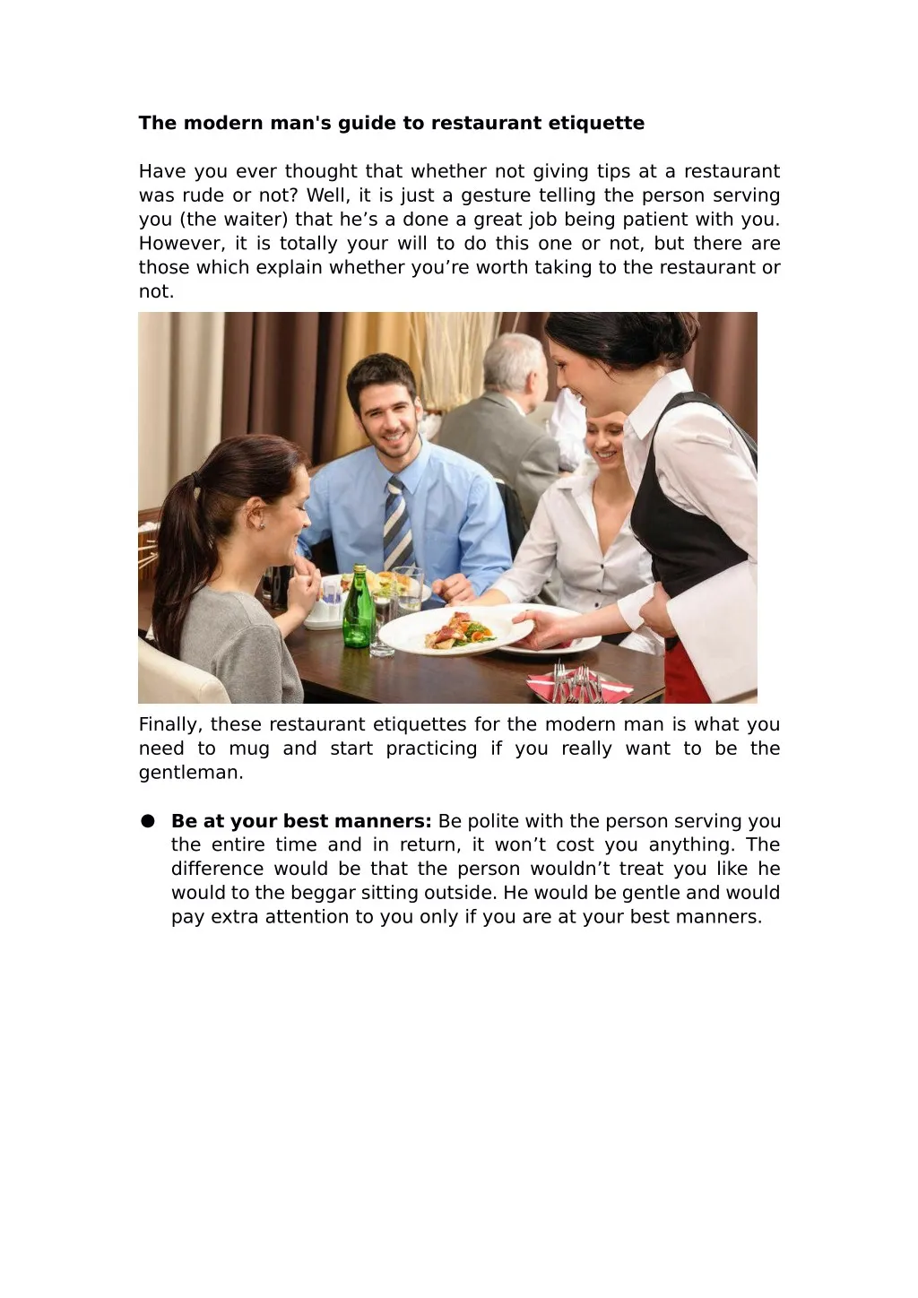 the modern man s guide to restaurant etiquette