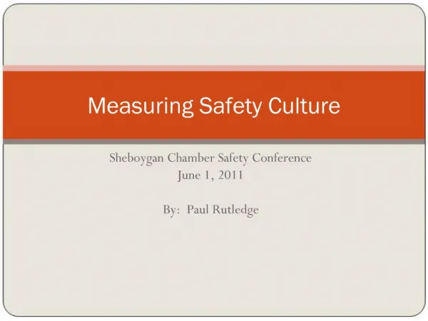Measuring Safety Culture