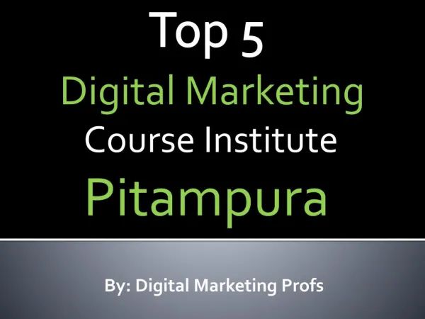 Top 5 Digital Marketing Course Institutes Pitampura New Delhi | Digital Marketing Profs
