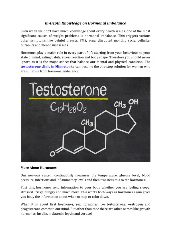 Hormone Treatment and Testosterone Clinic in Minnetonka