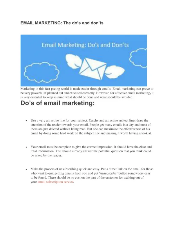 EMAIL MARKETING: The do’s and don’ts