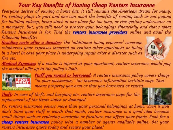 Benefits of Having Cheap Renters Insurance
