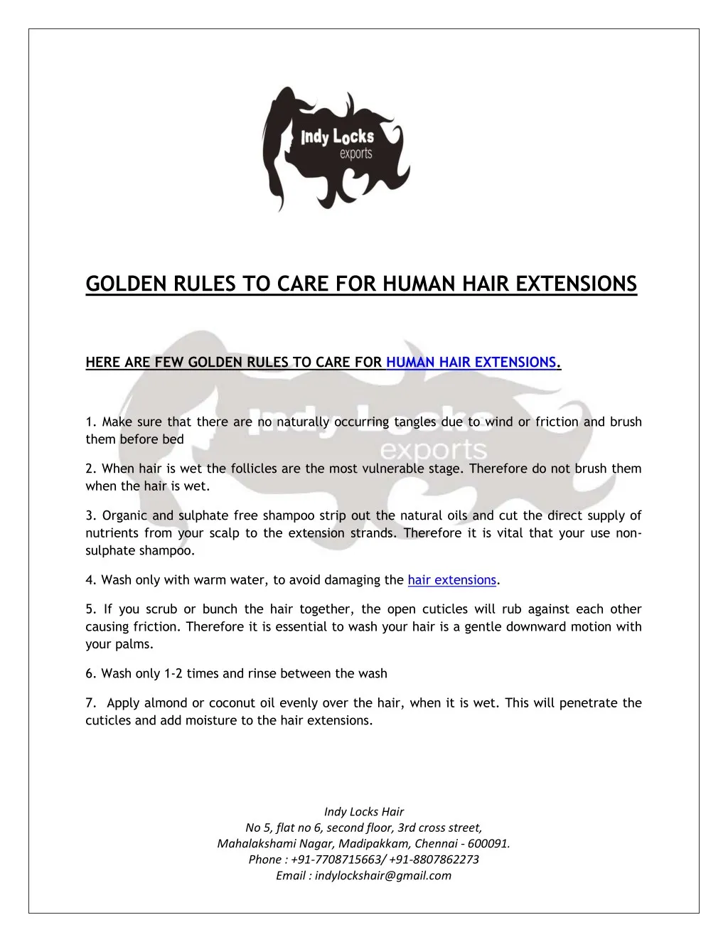 golden rules to care for human hair extensions