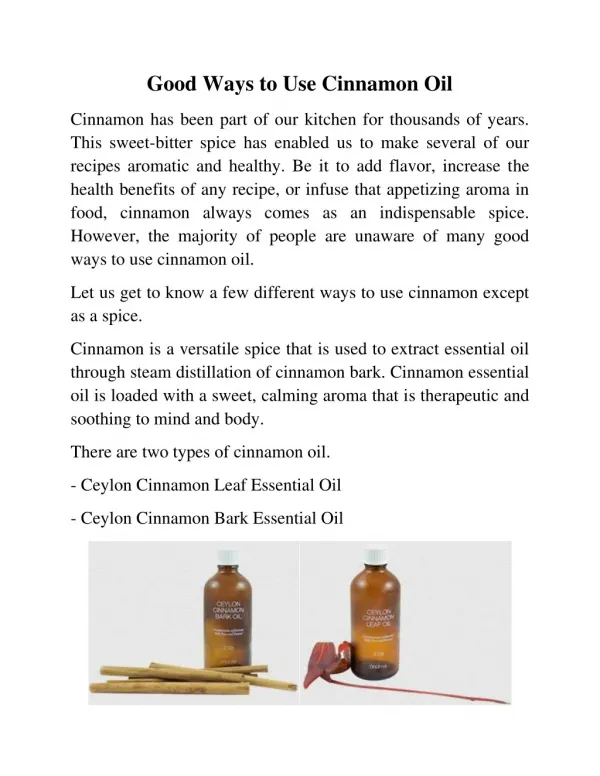 Good Ways to Use Cinnamon Oil