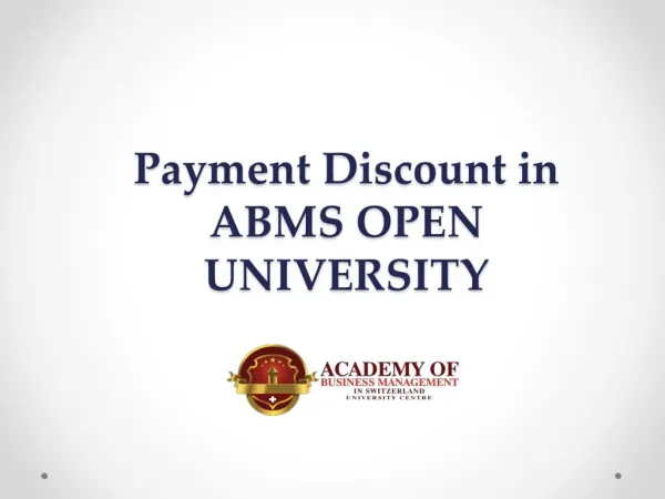 Payment Discount in ABMS OPEN UNIVERSITY