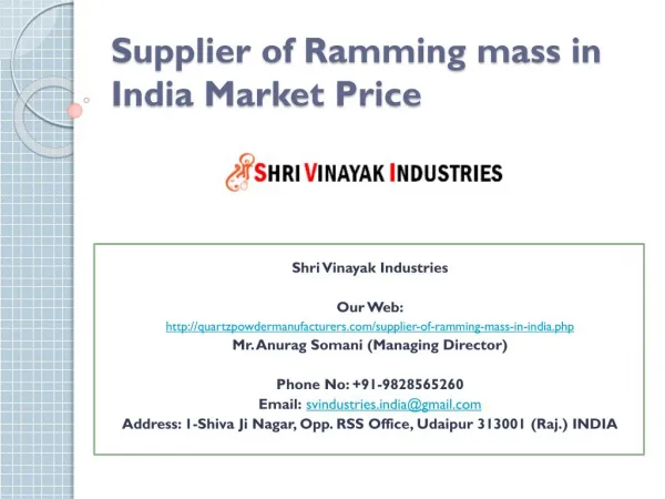 Supplier of Ramming mass in India Market Price
