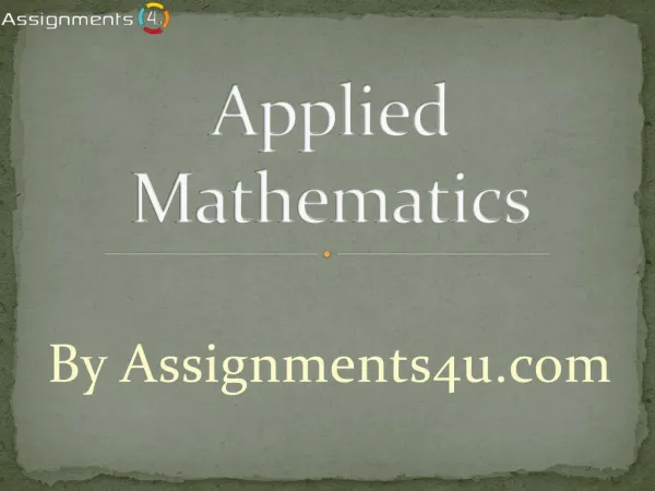 Applied Mathematics Assignment Help
