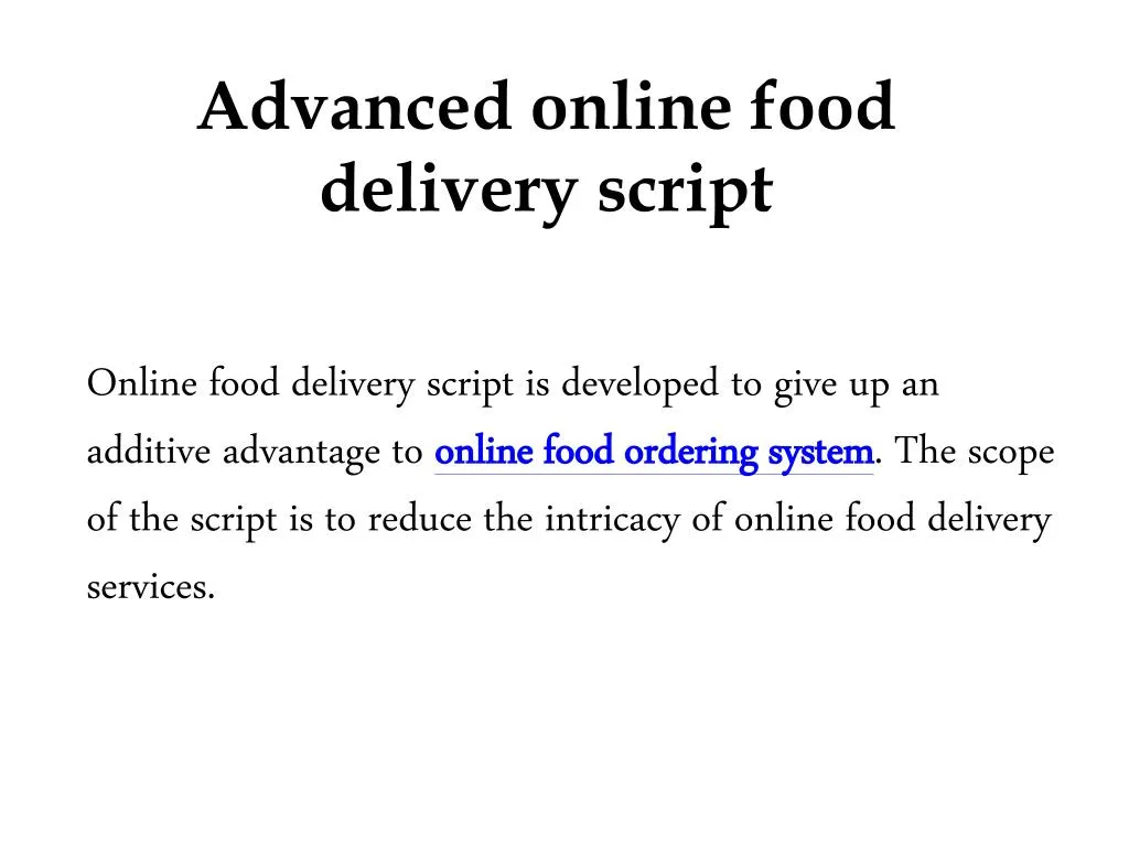 advanced online food delivery script