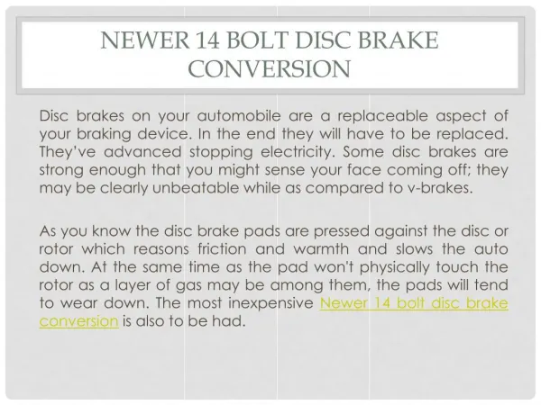 Newer 14 bolt disc brake conversion