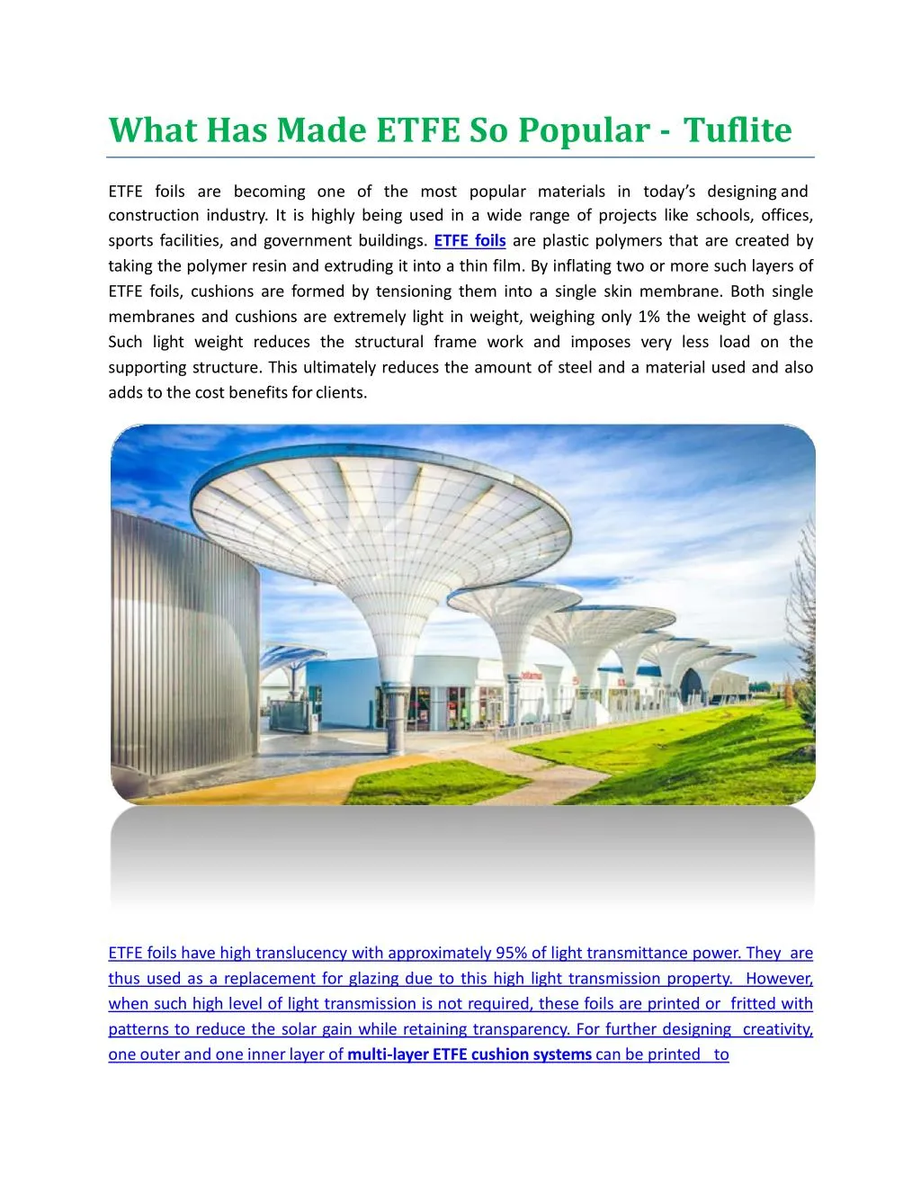 what has made etfe so popular tuflite