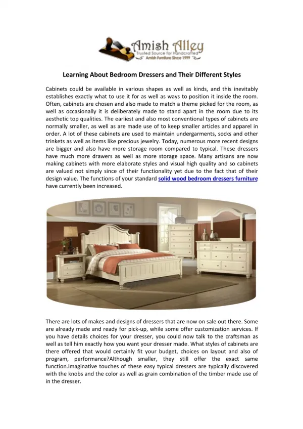 Learning About Bedroom Dressers and Their Different Styles