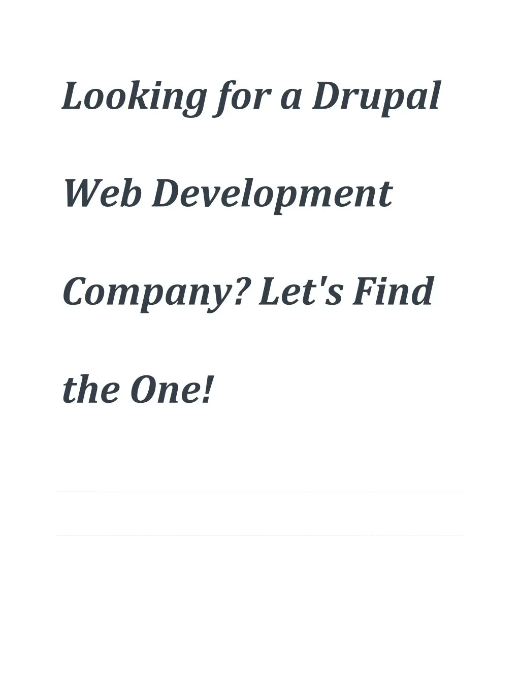 looking for a drupal