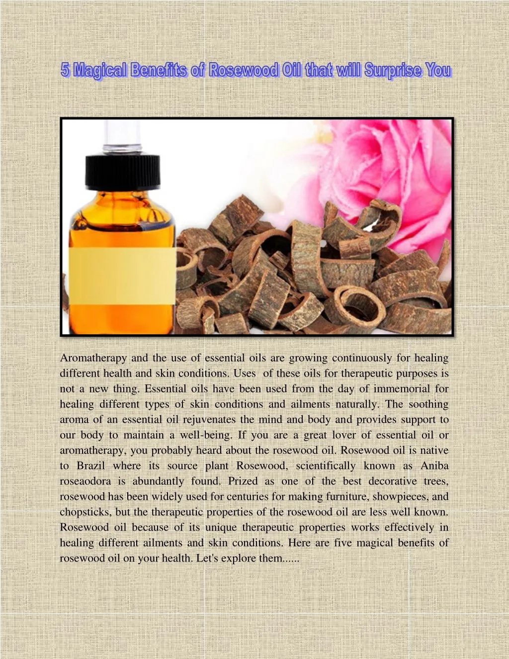 aromatherapy and the use of essential oils