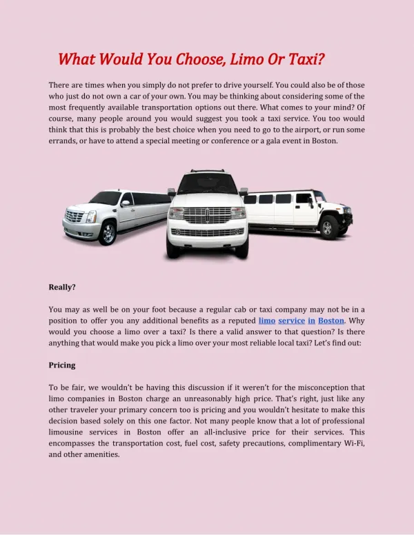 Hire best boston car service company with affordable Price
