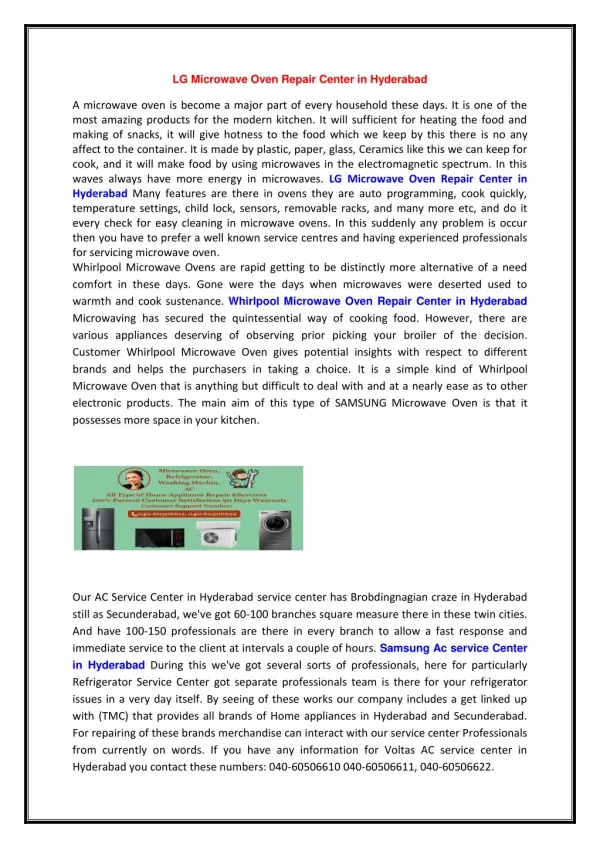 LG Microwave Oven Repair Center in Hyderabad