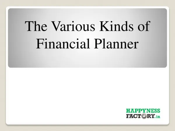 The Various Kinds of Financial Planner