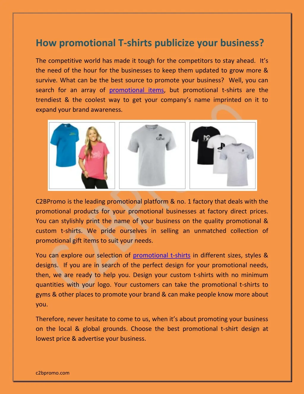 how promotional t shirts publicize your business