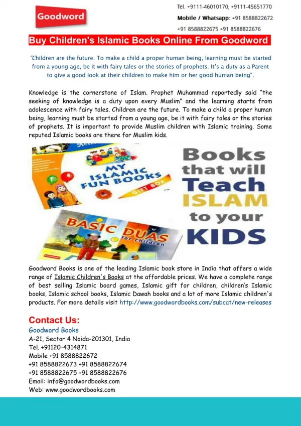 Buy Children's Islamic Books Online From Goodword Books