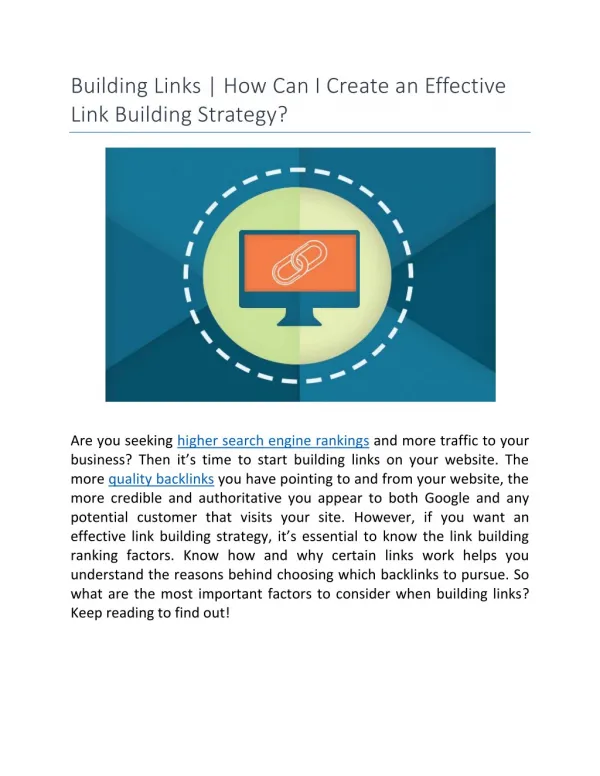 Building Links | How Can I Create an Effective Link Building Strategy?