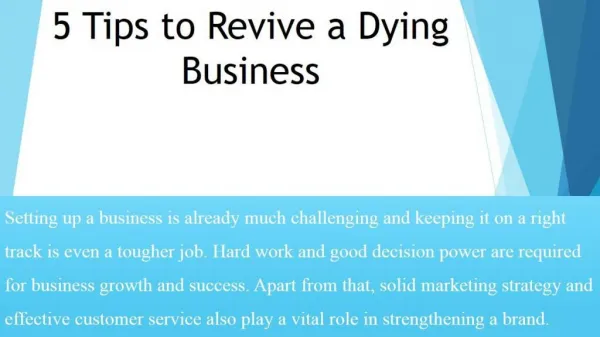 5 Tips to Revive a Dying Business
