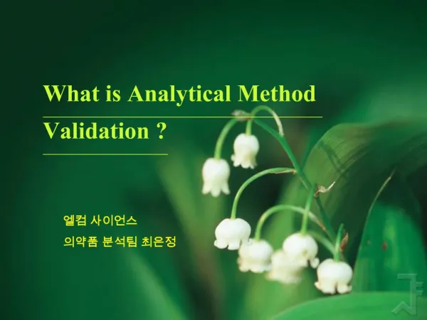 What is Analytical Method Validation