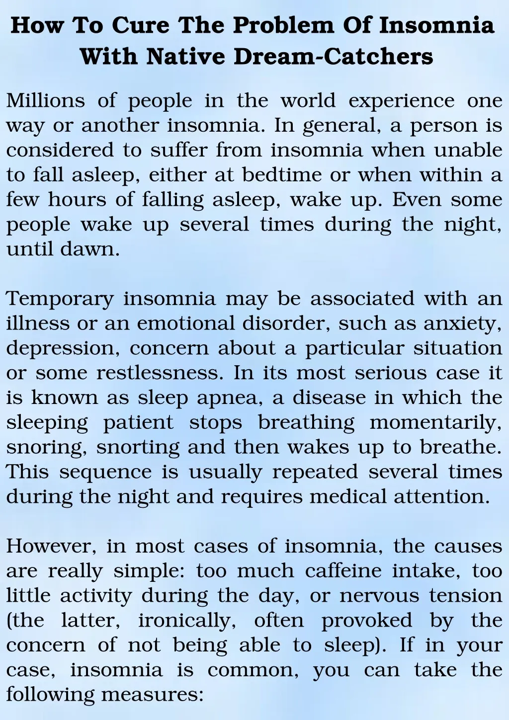 how to cure the problem of insomnia with native