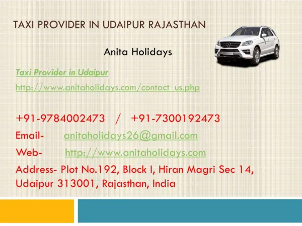 Taxi provider in udaipur rajasthan