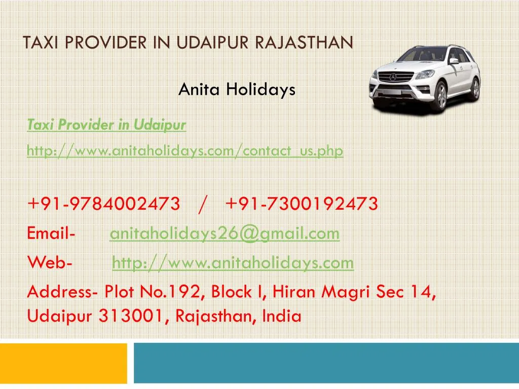 taxi provider in udaipur rajasthan