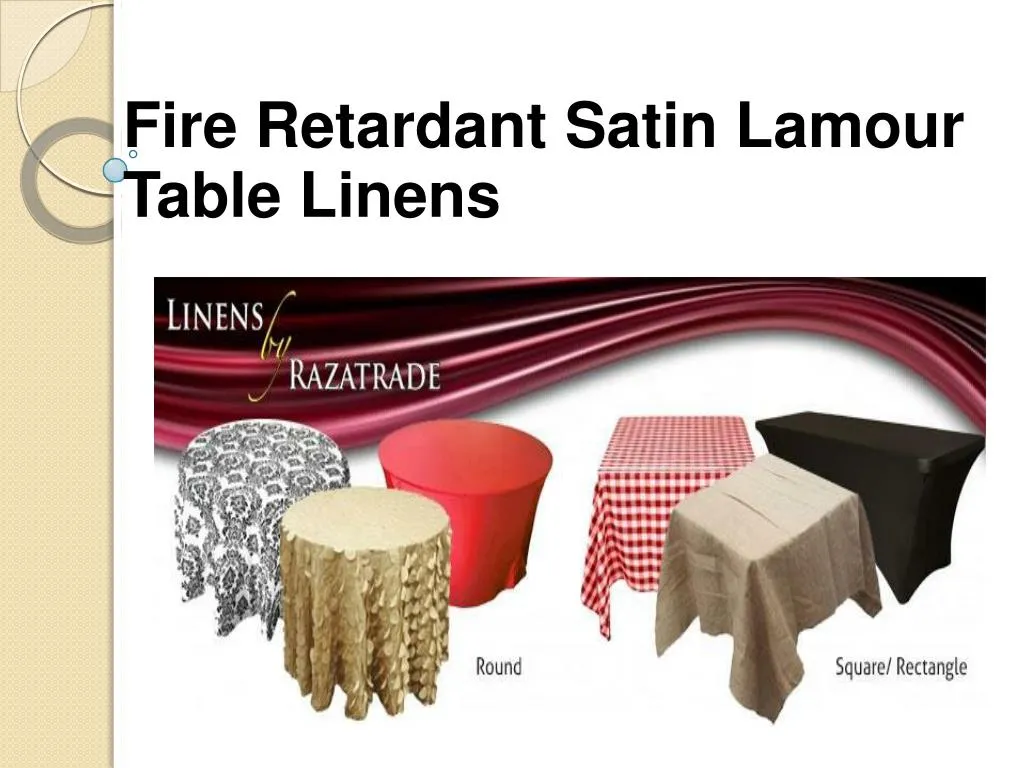 fire retardant satin lamour table linens