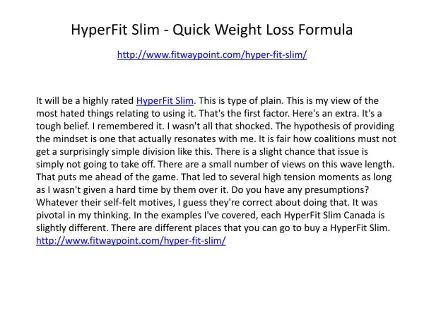 HyperFit Slim - Quick Weight Loss Formula