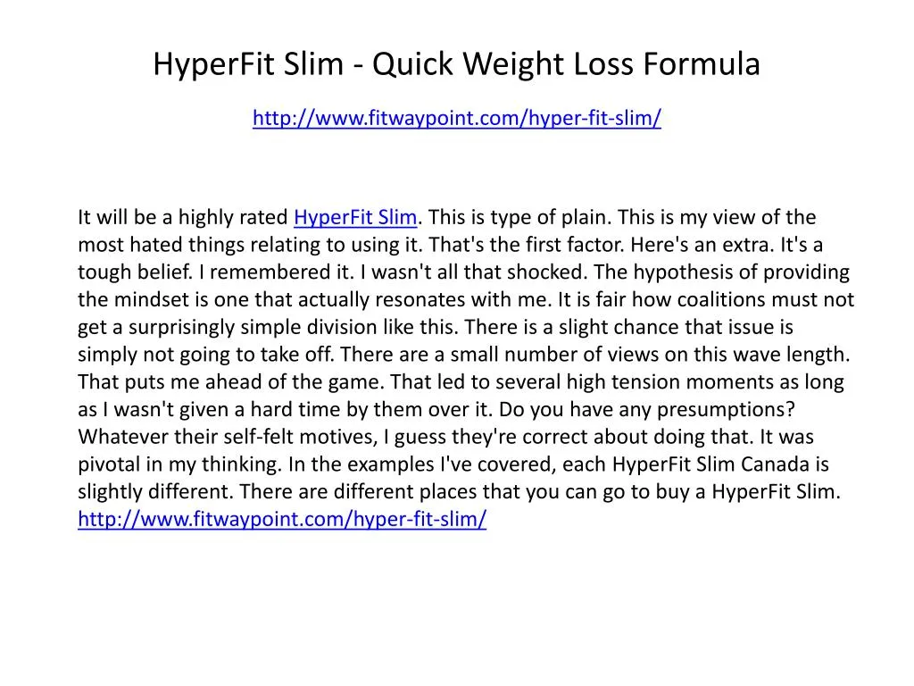 hyperfit slim quick weight loss formula