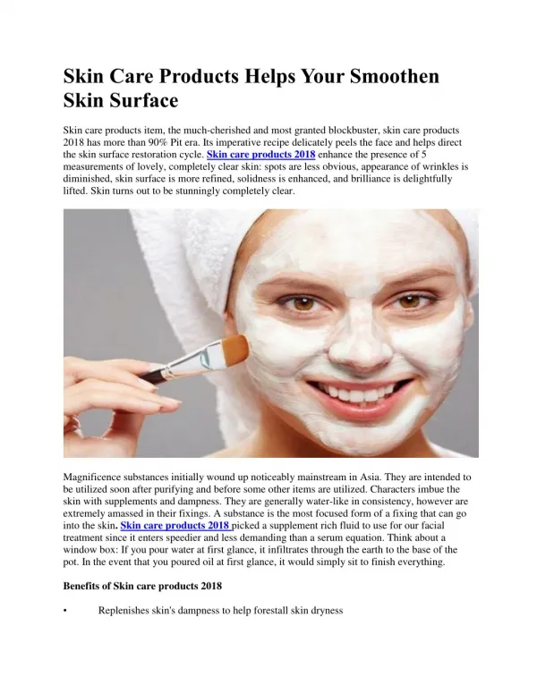 Skin Care Products Helps Your Smoothen Skin Surface