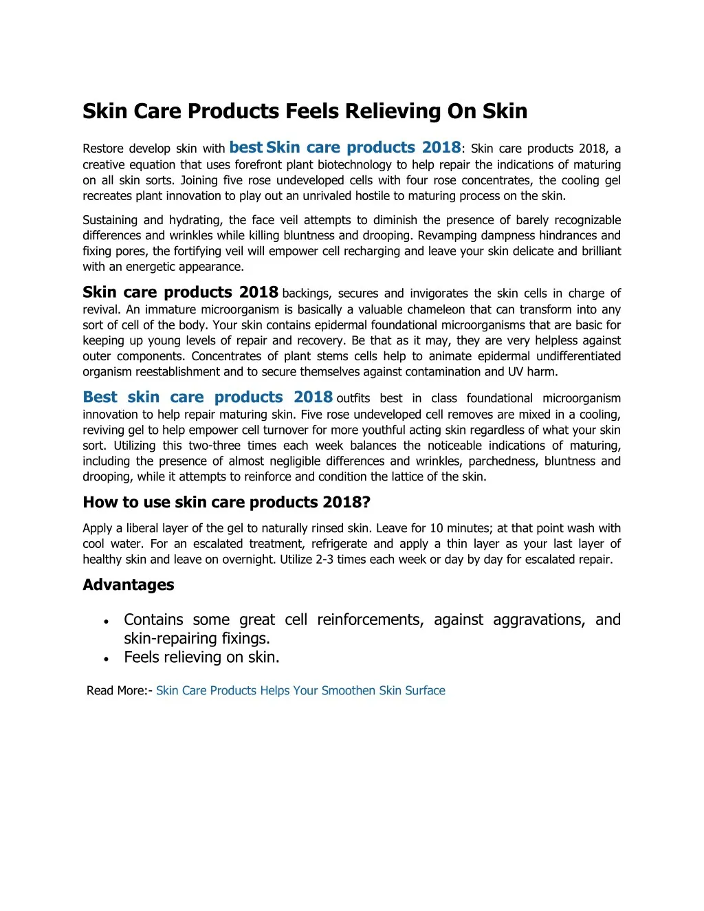 skin care products feels relieving on skin