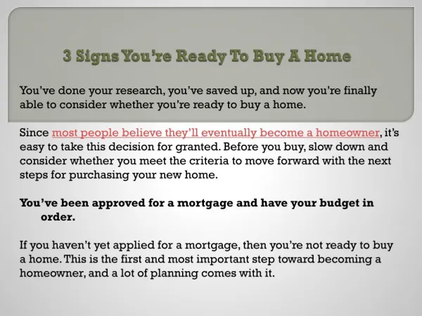 3 Signs You’re Ready To Buy A Home