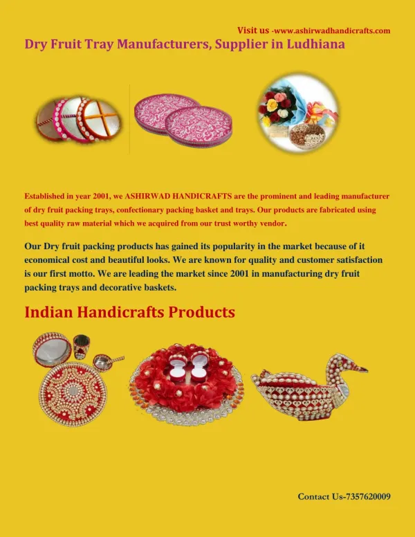 Dry Fruit Tray Manufacturer in Ludhiana| Ashirwad handicrafts