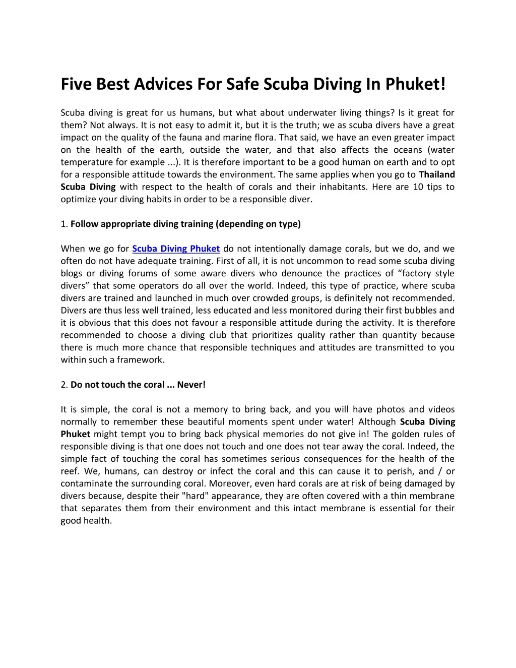 five best advices for safe scuba diving in phuket