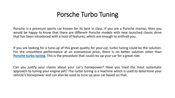 Porsche turbo tuning