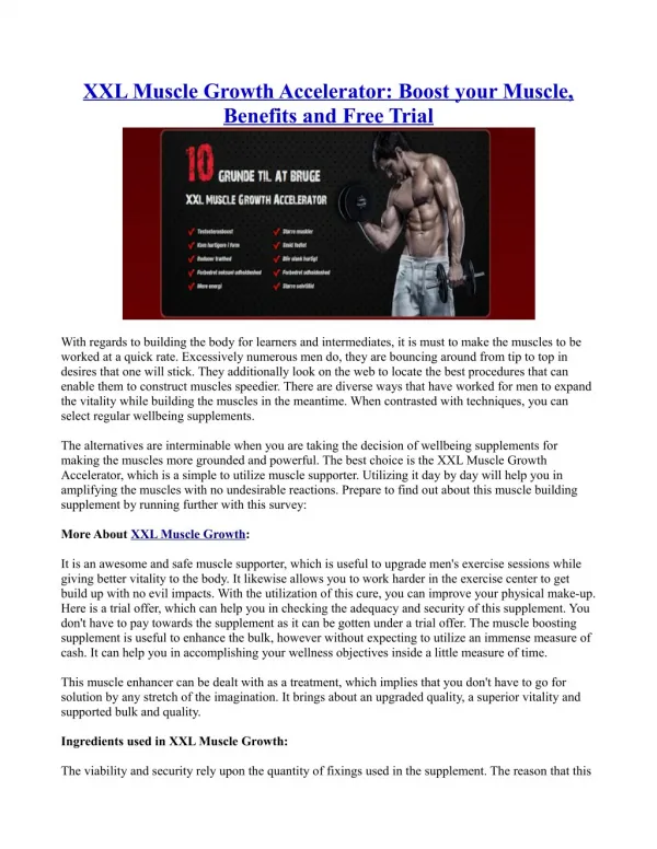XXL Muscle Growth Accelerator: Boost your Muscle, Benefits and Free Trial