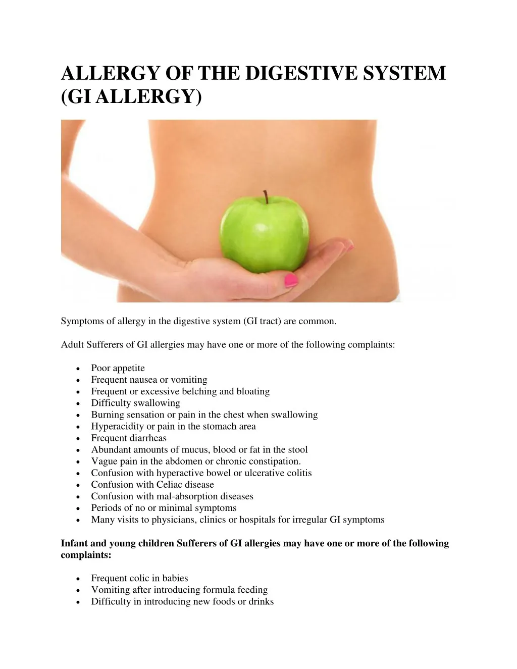 allergy of the digestive system gi allergy