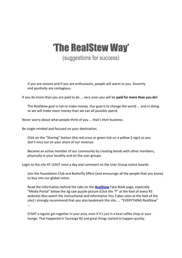 Realstew - The Realstew Way