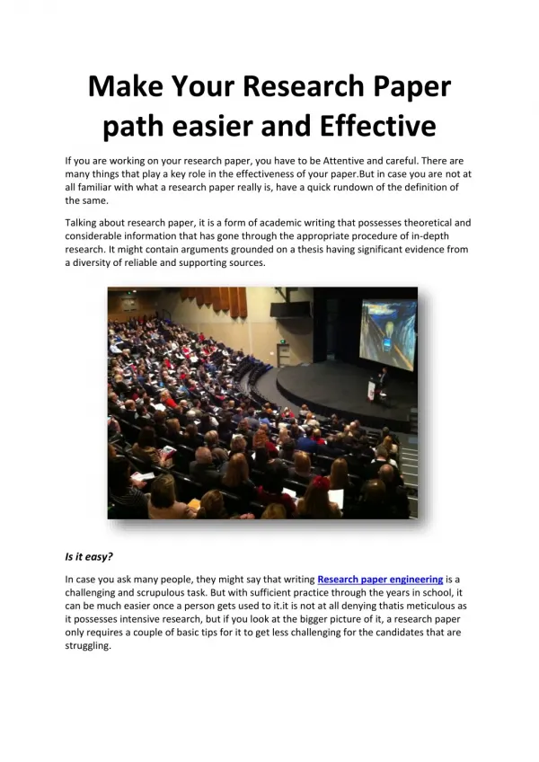Make Your Research Paper path easier and Effective