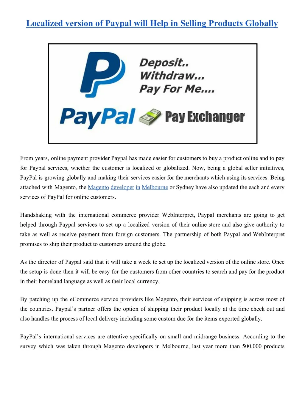 localized version of paypal will help in selling