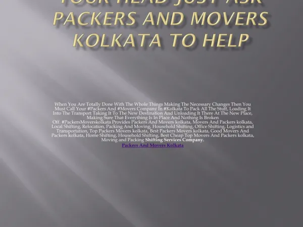 Do Not Take A Toll On Your Head Just Ask Packers And Movers Kolkata To Help