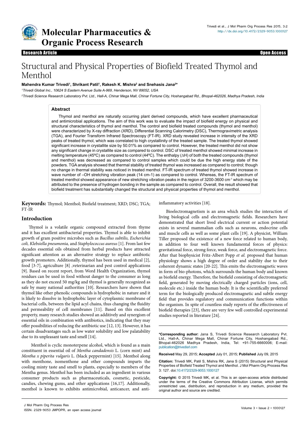 trivedi et al j mol pharm org process res 2015