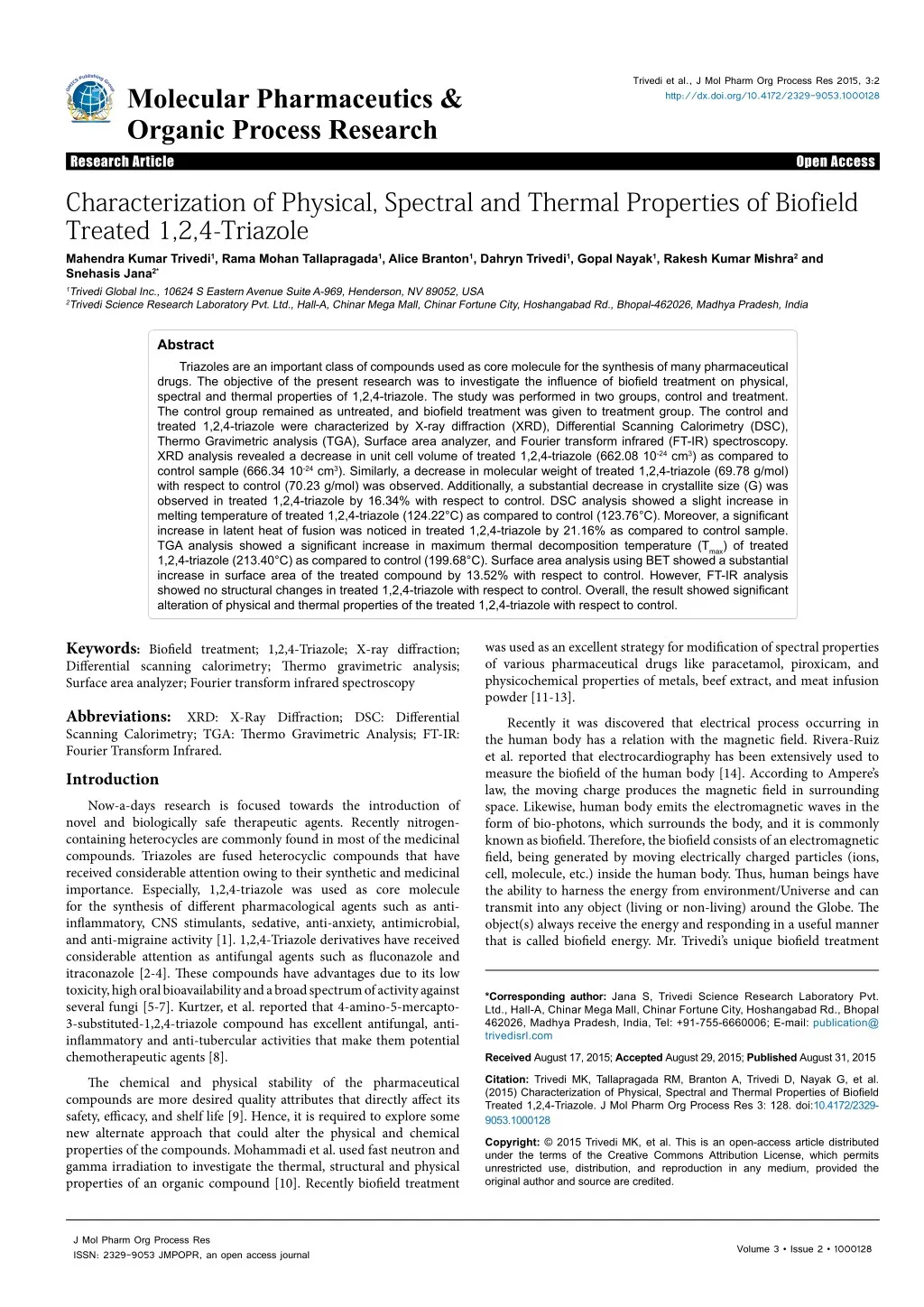 trivedi et al j mol pharm org process res 2015