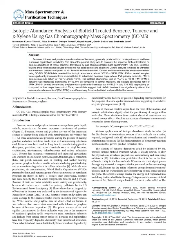 trivedi et al mass spectrom purif tech 2015