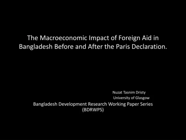 Macro economic Impact of foreign in Bangladesh Paper review presentation